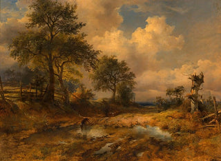 Friedrich August Matthias Gauermann - Der Karrenweg Heimkehrender Jger.webp