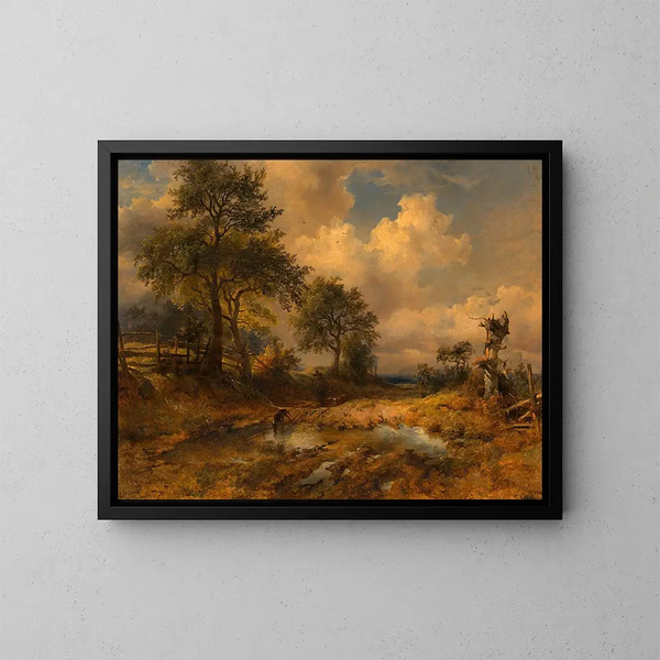 Le chemin du chariot, chasseur rentrant - Friedrich August Matthias Gauermann — oprawiony obraz na ścianie