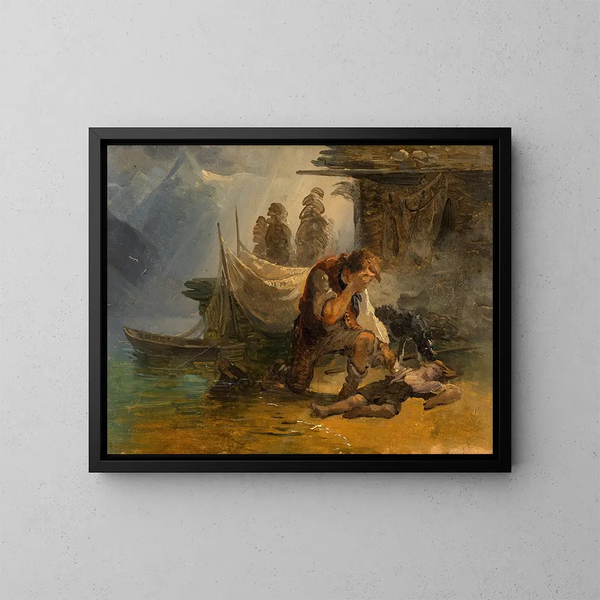 Le garçon noyé - Friedrich August Matthias Gauermann — oprawiony obraz na ścianie