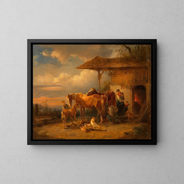 kowala wioski - Friedrich August Matthias Gauermann — oprawiony obraz na ścianie