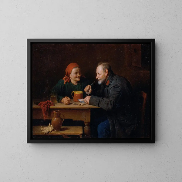 Le repas de midi - Friedrich Friedländer — oprawiony obraz na ścianie