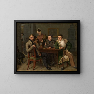 L'architekt Friedrich Eisenlohr otoczony przez swoich przyjaciół - Friedrich Mosbrugger — oprawiony obraz na ścianie