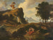 Le cyclope Polyphème jaloux tue Akis, l'amant de la Néréide Galatée, avec un rocher - Friedrich Preller le Jeune — widok dzieła