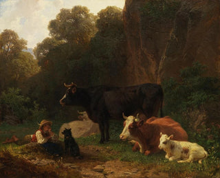 Friedrich Voltz - Hirtebub mit Khen an Felsenwand.webp