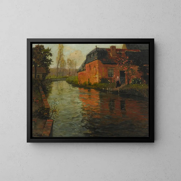 Widok na rzekę La Varenne - Frits Thaulow — oprawiony obraz na ścianie