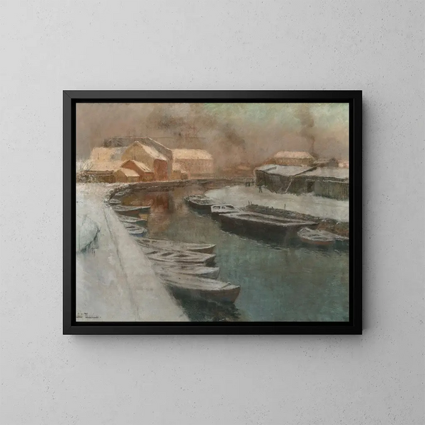 Kanał zimą - Frits Thaulow — oprawiony obraz na ścianie