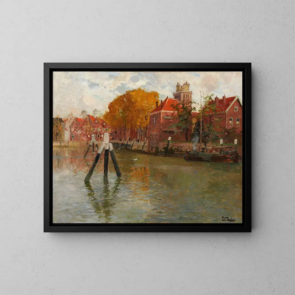 Dordrecht - Frits Thaulow — oprawiony obraz na ścianie