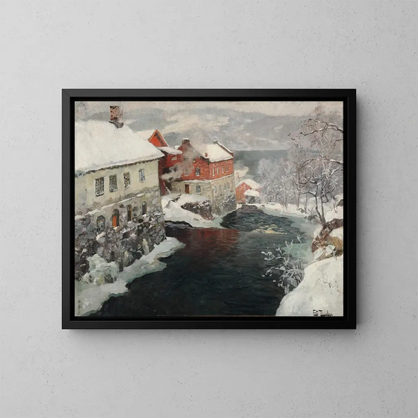 Fabriques en Norvège, les deux moulins sur la rivière Mesma - Frits Thaulow — oprawiony obraz na ścianie