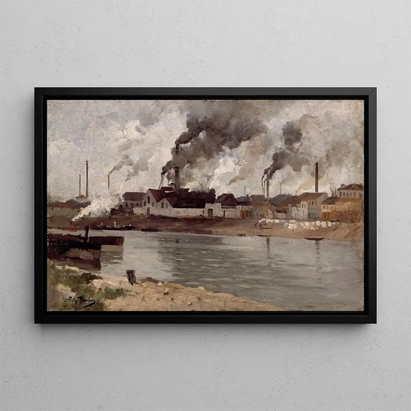 Fabryki w Ivry - Frits Thaulow — oprawiony obraz na ścianie