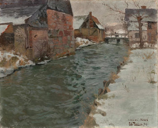 Hameau au bord de la rivière - Frits Thaulow — widok dzieła