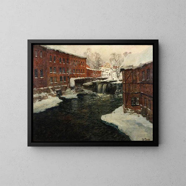 Scena młyna - Frits Thaulow — oprawiony obraz na ścianie