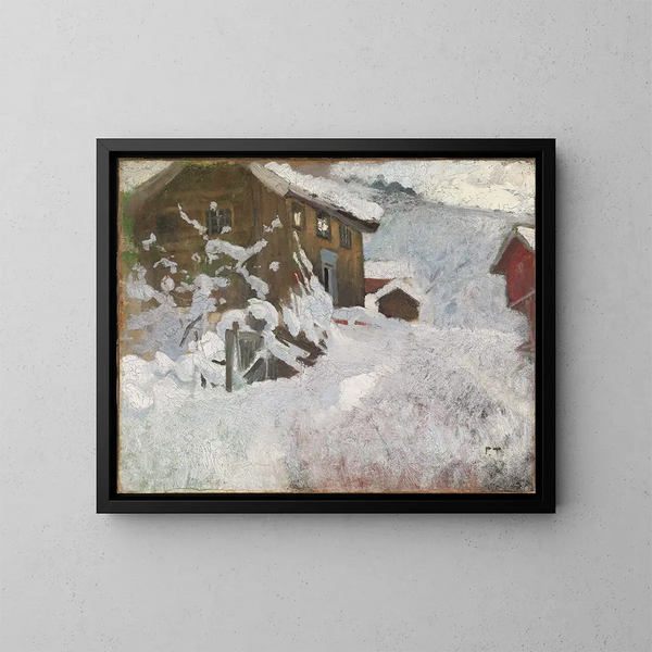 Zimowa Norwegia - Frits Thaulow — oprawiony obraz na ścianie