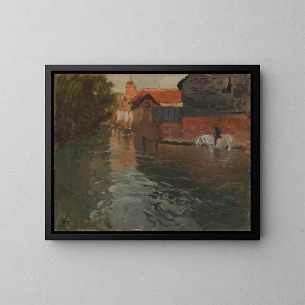 Rzeka w północnej Francji - Frits Thaulow — oprawiony obraz na ścianie