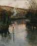 Zachód słońca nad Arques w Piquigny - Frits Thaulow — widok dzieła