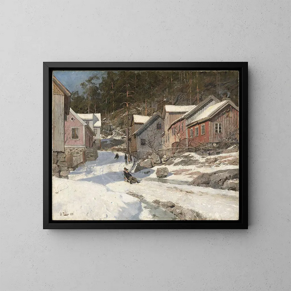 Rue à Krager - Frits Thaulow — oprawiony obraz na ścianie