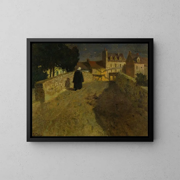 W stronę mostu Lovignon, Most kwiatowy w Quimperlé - Frits Thaulow — oprawiony obraz na ścianie