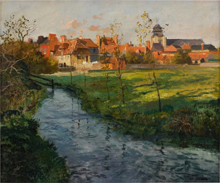 Wioska nad strumieniem - Frits Thaulow — widok dzieła
