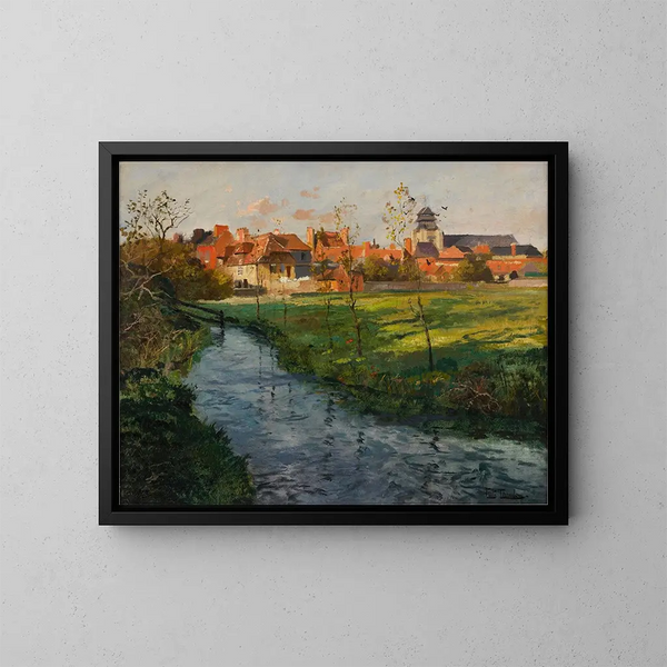 Wioska nad strumieniem - Frits Thaulow — oprawiony obraz na ścianie
