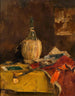 Martwa natura z butelką Chianti - Fritz Rojka — widok dzieła