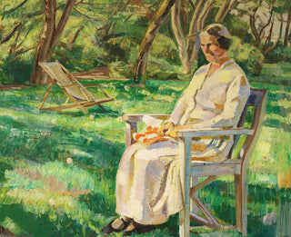 Południowe popołudnie, Marie w ogrodzie - Fritz Syberg — widok dzieła