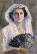 Czarny wachlarz - Fujishima Takeji — widok dzieła