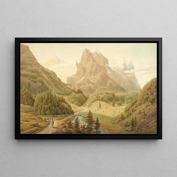 Gabriel Lory the Younger - Ansicht der Alp Rosenlaui mit Blick auf das Wellhorn und das Wetterhorn.webp