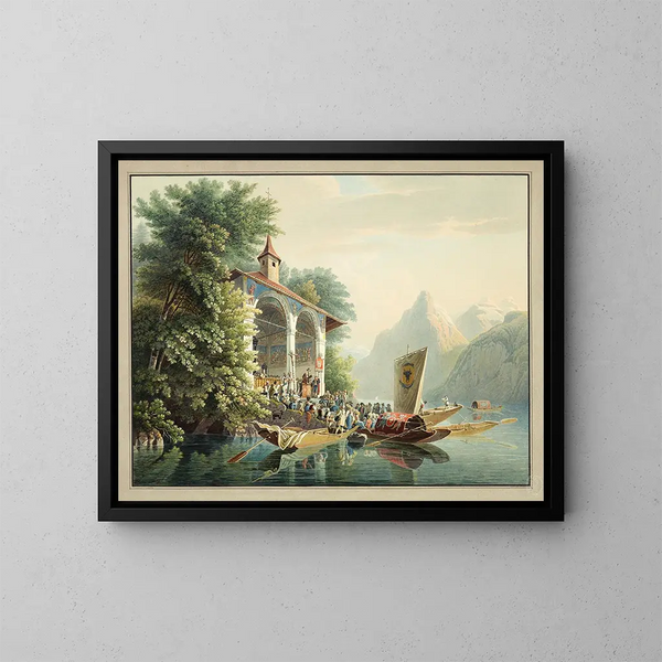 La chapelle de Guillaume Tell sur le lac des Quatre-Cantons - Gabriel Lory le Jeune — oprawiony obraz na ścianie