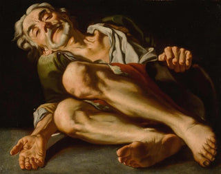 Gaspare Traversi - An Old Beggar Lying Down His Hand Reaching Out.webp