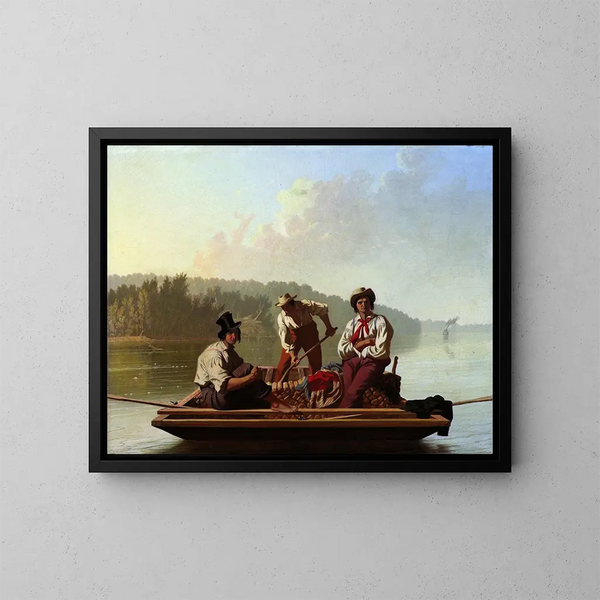 Les bateliers du Missouri - George Caleb Bingham — oprawiony obraz na ścianie