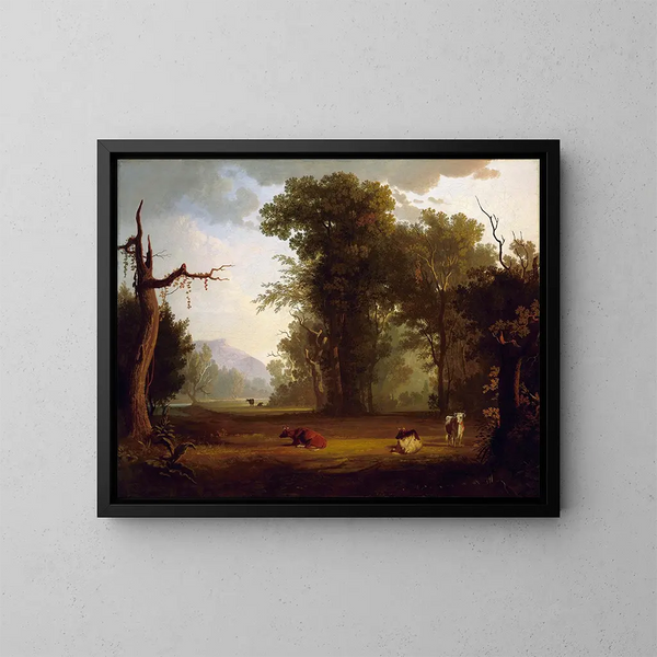 pejzażowy z bydłem - George Caleb Bingham — oprawiony obraz na ścianie