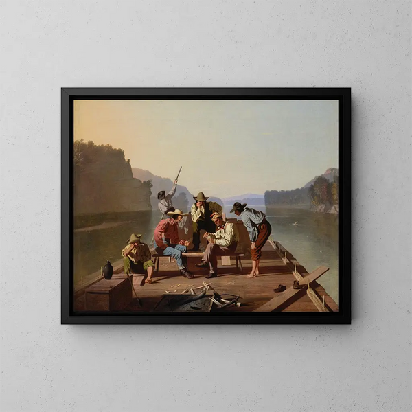 Des radeaux jouant aux cartes - George Caleb Bingham — oprawiony obraz na ścianie