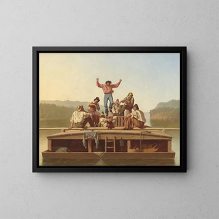 Les joyeux bateliers - George Caleb Bingham — oprawiony obraz na ścianie