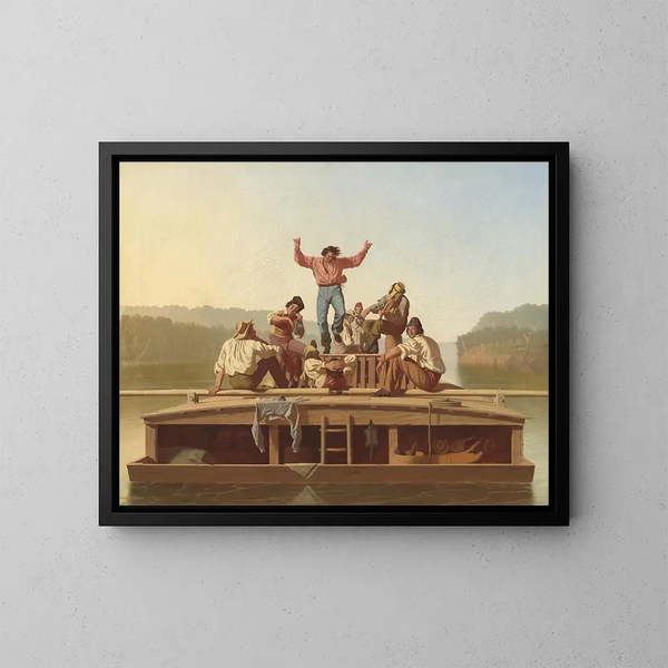 Les joyeux bateliers - George Caleb Bingham — oprawiony obraz na ścianie