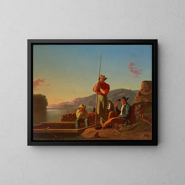 Drewniana łódź - George Caleb Bingham — oprawiony obraz na ścianie