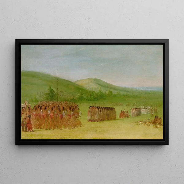 Tańcząca kula Choctaw - George Catlin — oprawiony obraz na ścianie