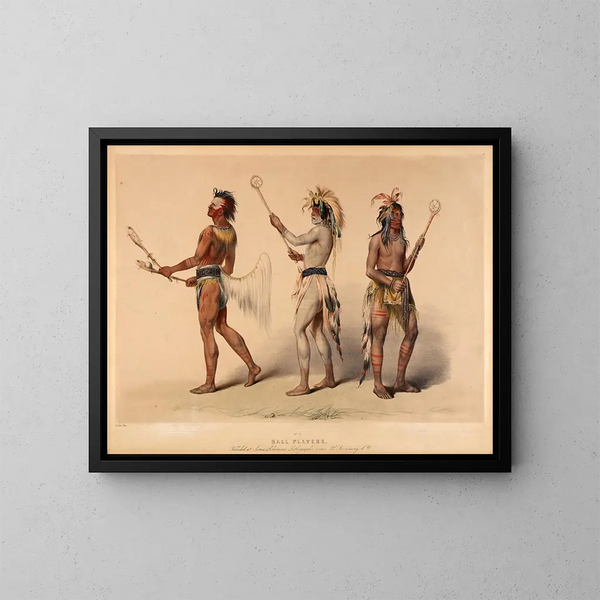 Graczy w piłkę - George Catlin — oprawiony obraz na ścianie