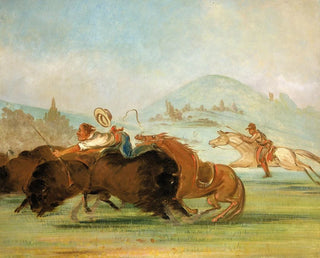 Baptiste i ja biegnący przez paszczę buma w Yellowstone - George Catlin — widok dzieła