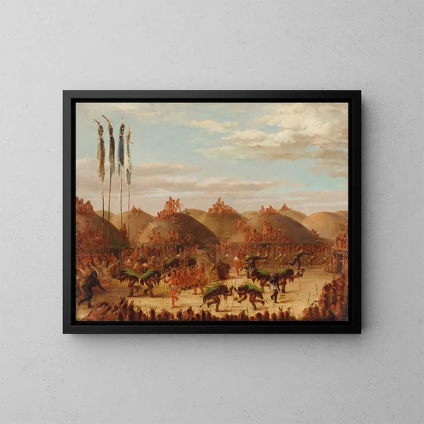 Tańca byka, ceremonia OKeePa Mandanów - George Catlin — oprawiony obraz na ścianie