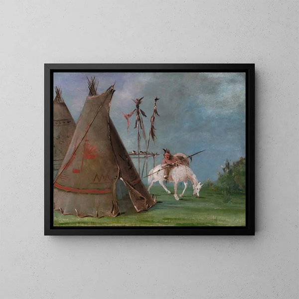 Lodge Comanche z bydlęcych skór - George Catlin — oprawiony obraz na ścianie