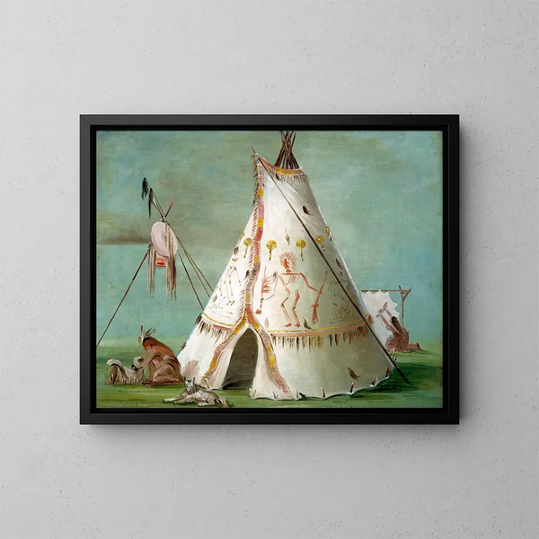Chatka dwudziestu pięciu skór bawoła - George Catlin — oprawiony obraz na ścianie