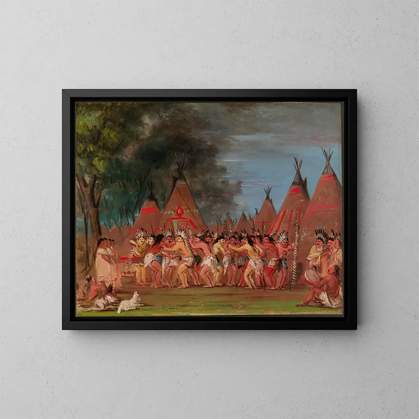 Tańczących szefów u ujścia rzeki Teton - George Catlin — oprawiony obraz na ścianie