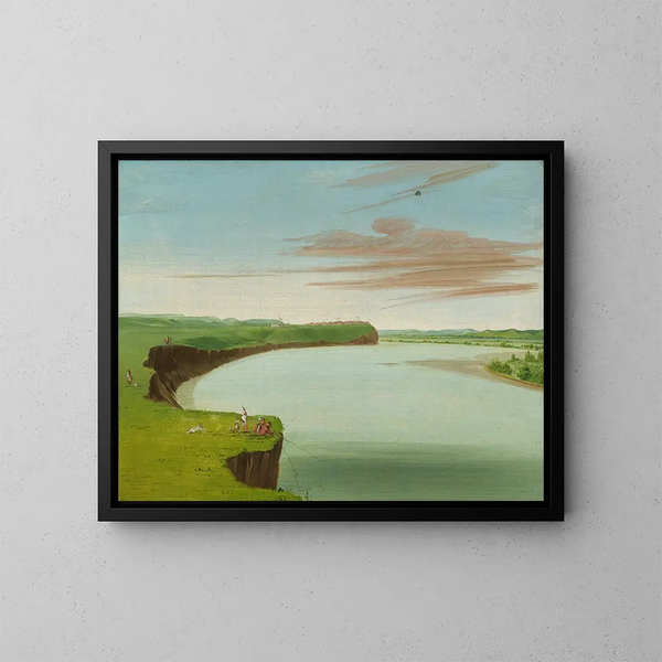 Widok z daleka na wioskę Mandan - George Catlin — oprawiony obraz na ścianie