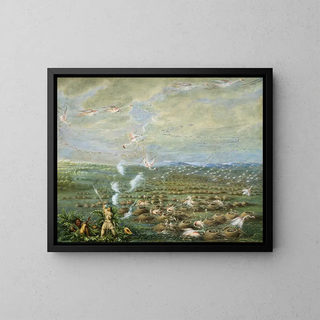 Tir de flamants en Amérique du Sud - George Catlin — oprawiony obraz na ścianie