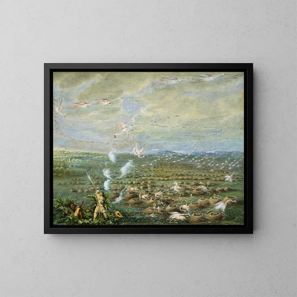 Tir de flamants en Amérique du Sud - George Catlin — oprawiony obraz na ścianie