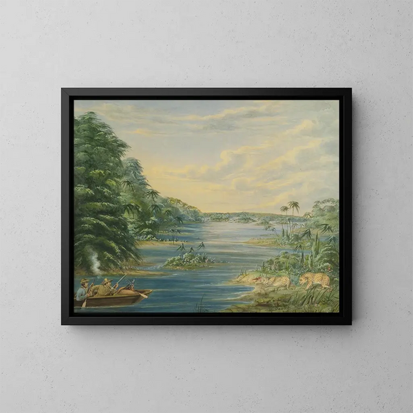 Polowanie na lamparta w Brazylii - George Catlin — oprawiony obraz na ścianie