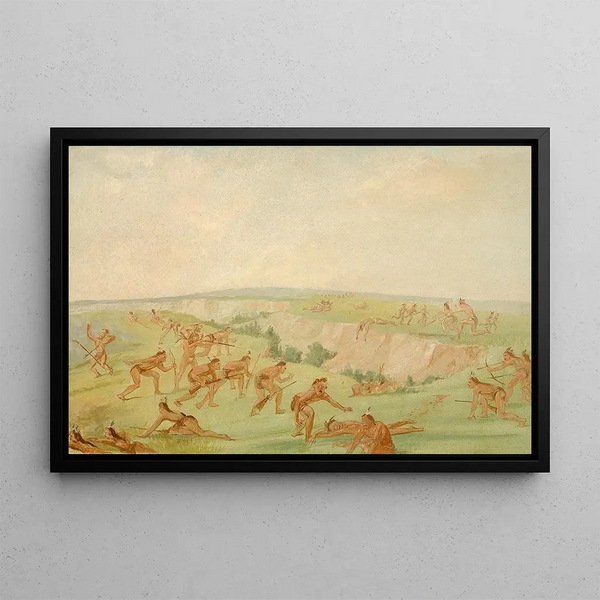 Les Mandans attaquant un groupe d'Arikara - George Catlin — oprawiony obraz na ścianie