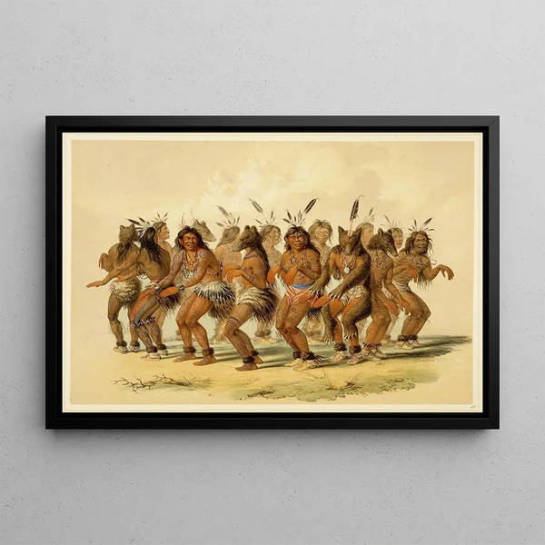 La Danse de l'ours - George Catlin — oprawiony obraz na ścianie