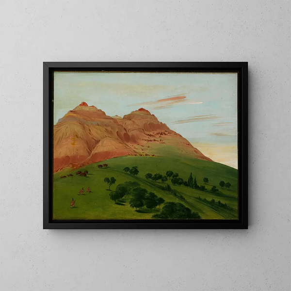 Widok w Wielkim Zakolu, 1900 mil ponad Saint-Louis - George Catlin — oprawiony obraz na ścianie
