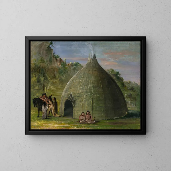 Lodge de Wichita couvert de prairie - George Catlin — oprawiony obraz na ścianie