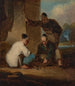 Uliczny sceny w Makao z trzema mężczyznami grającymi - George Chinnery — widok dzieła